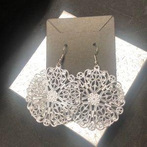 3/ $30 White Filigree Cut Out Earrings